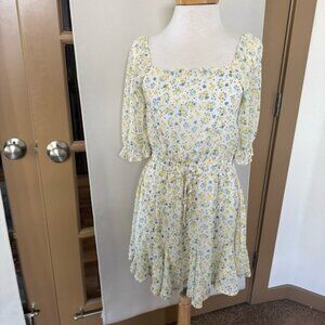 Mi Ami Womens Small Floral Square Neck Short Mini Dress